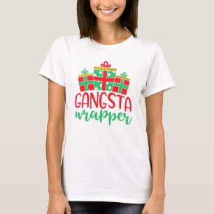 Camiseta Papel de embrulho gangsta divertido Natal feriado 