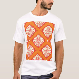 Camiseta Papel de parede de damasco laranja: uniforme flora