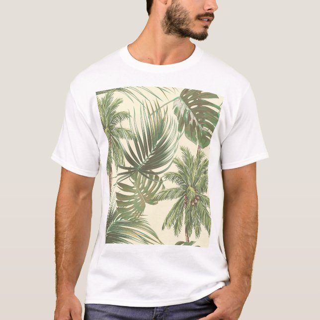 Camiseta Papel de parede de folhas tropicais (Frente)