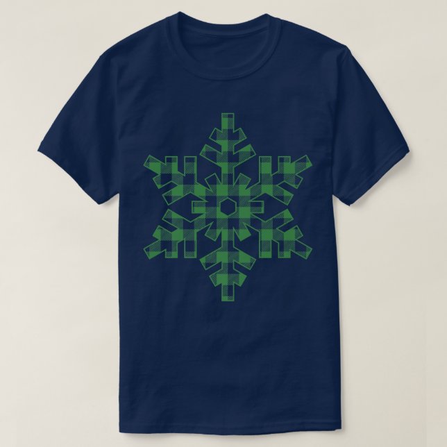 Camiseta Papel de Parede Plaid Verde Floco de Neve  (Frente do Design)