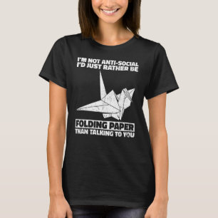 Camiseta Papel dobrado originami para uma grua de papel