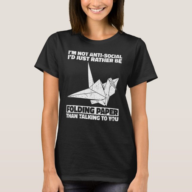 Camiseta Papel dobrado originami para uma grua de papel (Frente)