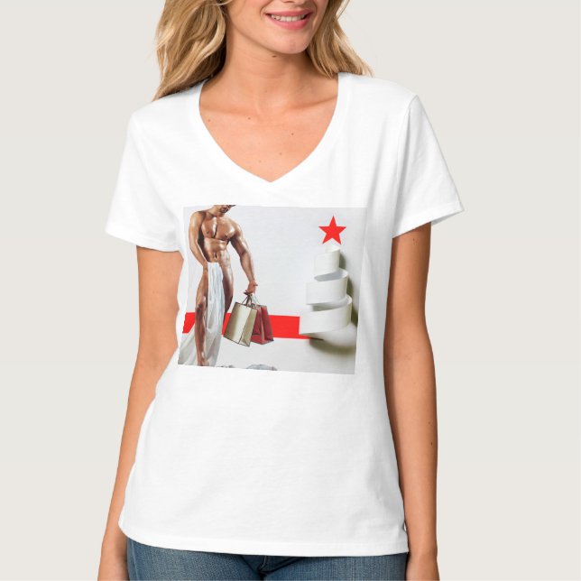 Camiseta Papel espiral branco do Natal de SlipperyJoe (Frente)