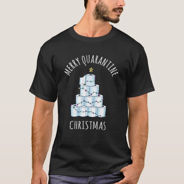 Camiseta Papel higiênico da árvore de Natal da quarentena d (Frente)