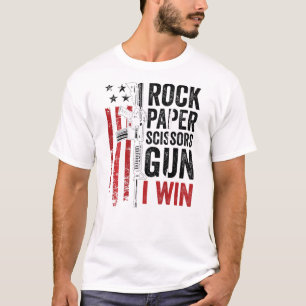 Camiseta Papel Rock Tesoura Piada de Arma