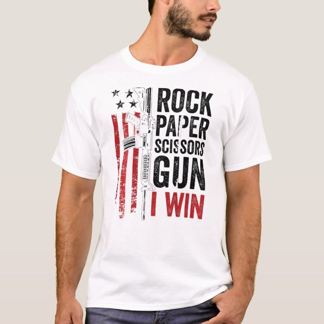 Camiseta Papel Rock Tesoura Piada de Arma (Frente)
