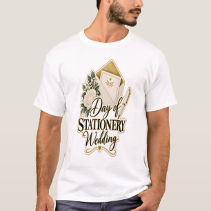 Camiseta Papelaria de casamento elegante Rosa marfim