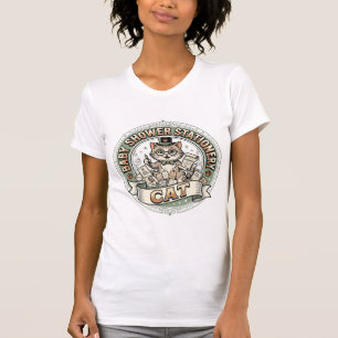 Camiseta Papelaria para Chá de Bebê Gato Papelaria para Chá