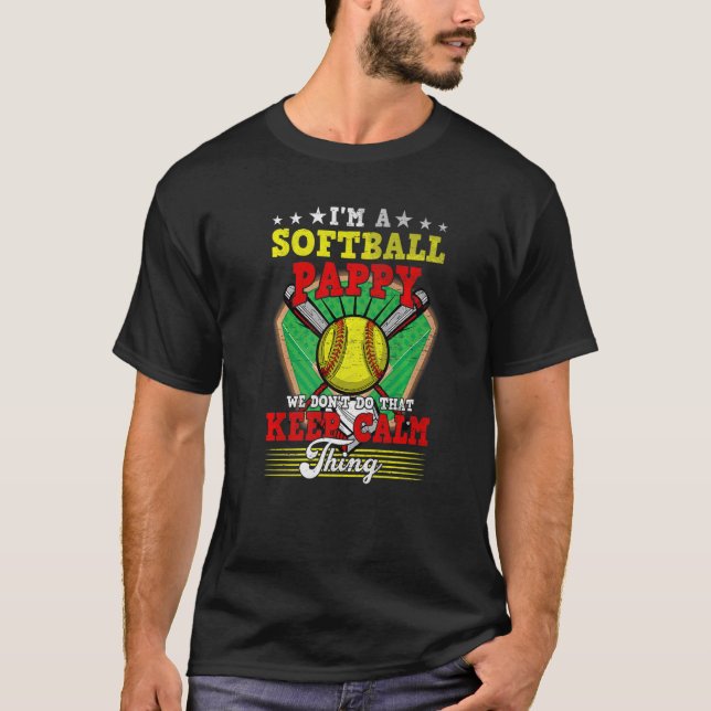 Camiseta Papi de Softball Não faça isso mantenha a calma (Frente)