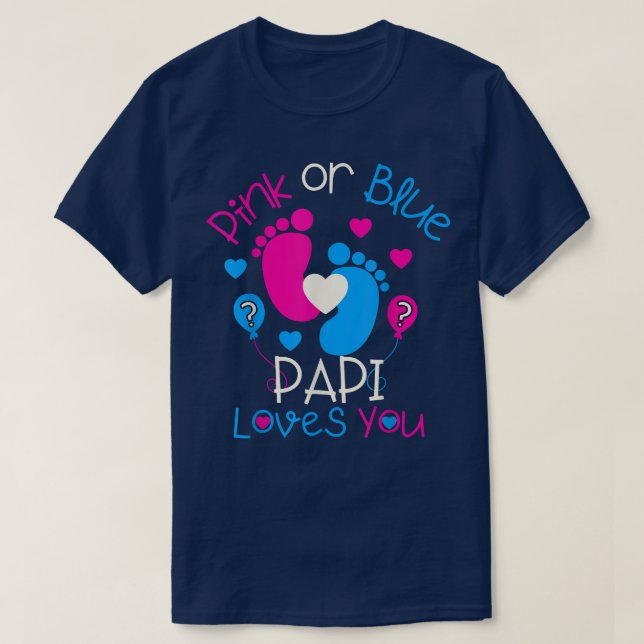Camiseta Papi Rosa Ou Azul Te Ama Sexo Bebê Reveal Pa (Frente do Design)