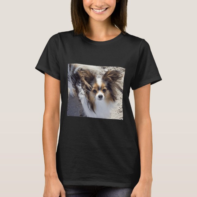Camiseta Papillon Cão Na Praia (Frente)