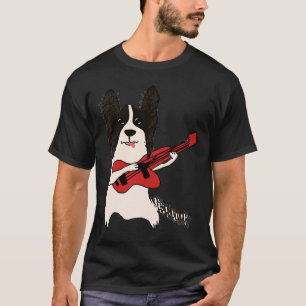 Camiseta Papillon Dog Joga Violão Música Cachorro Cachorro 