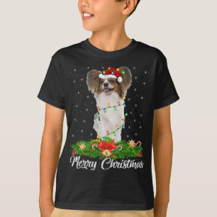 Camiseta Papillon Dog Lover Matando Santa Hat Papillon Chr