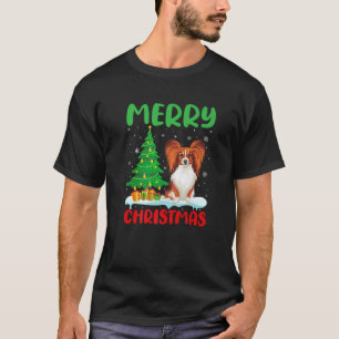 Camiseta Papillon Dog Tree Xmas Sweater Men Mulheres Feias