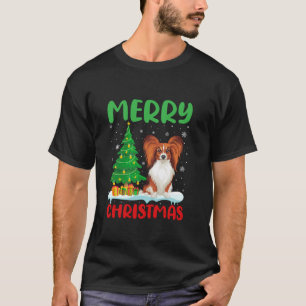Camiseta Papillon Dog Tree Xmas Sweater Men Mulheres Feias