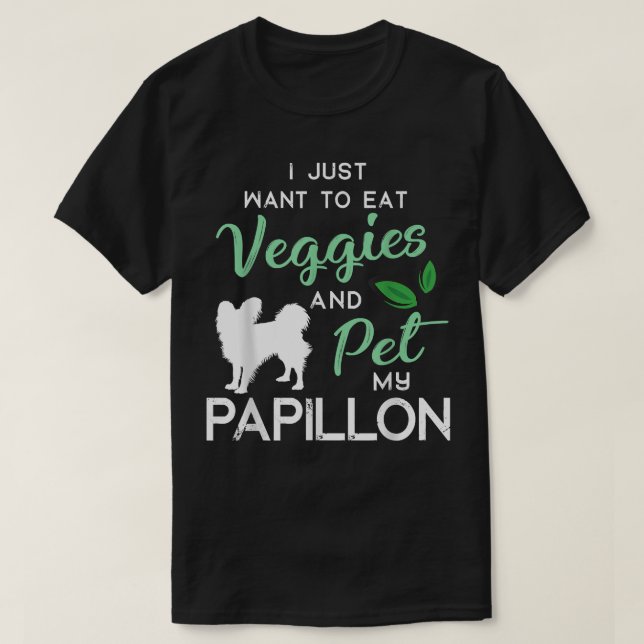 Camiseta Papillon Funny Vegan Dog Proprietário do Xmas Aniv (Frente do Design)