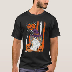 Camiseta Papillon Halloween EUA Bandeira Witold Hat Papillo