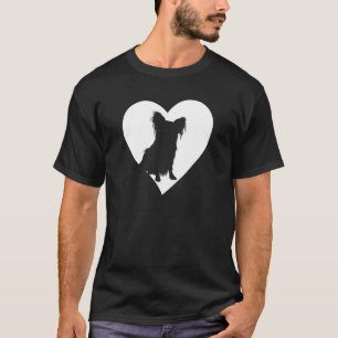 Camiseta Papillon Heart Funny Papillon Proprietário do Cach