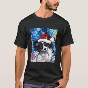 Camiseta Papillon Papais noeis Van Gogh Dog Gift, Cão