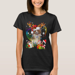 Camiseta Papillon Reindeer de Natal Lights Dog Xmas
