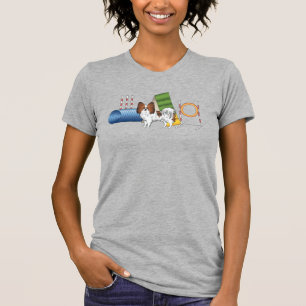 Camiseta Papillon Sable Vermelho Cachorro Fofo Com Equipame