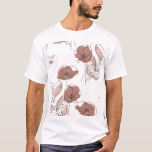 Camiseta Papoila Elegante Flores Sem Olho Padrão