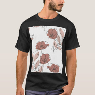 Camiseta Papoila Elegante Flores Sem Olho Padrão