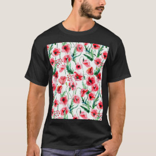 Camiseta Papoilas vermelhas: ilustração floral de aquarela