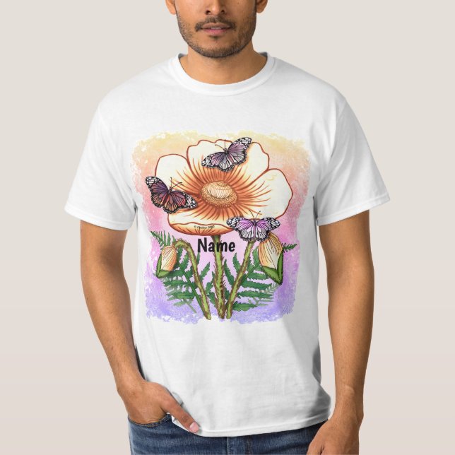 Camiseta Papoula amarela Borboleta (Frente)