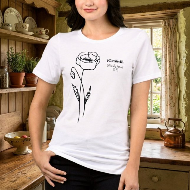 Camiseta Papoula de Aposentadoria Personalizada (Poppy design retirement t-shirt.)