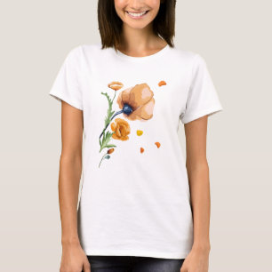 Camiseta Papoula laranja em aquarela