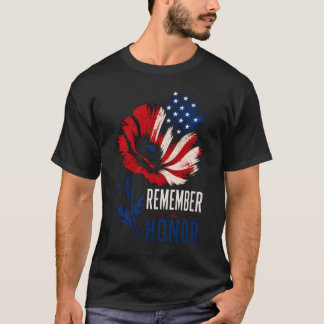 Camiseta Papoula Patriótica Lembrar Honra Bandeira American