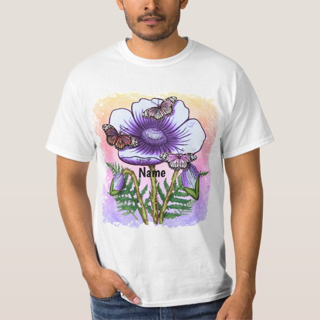 Camiseta Papoula roxa Borboleta  (Frente)
