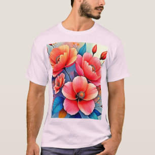 Camiseta Papoulas Elegantes: Arte Radiante da Natureza