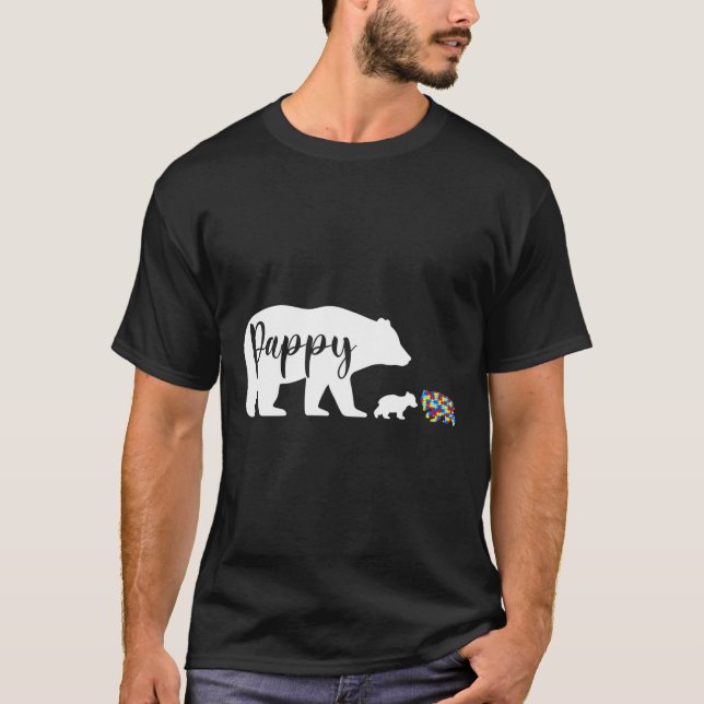 Camiseta Pappy Bear Autismo Sensibilização Amor Suporte Fam (Frente)