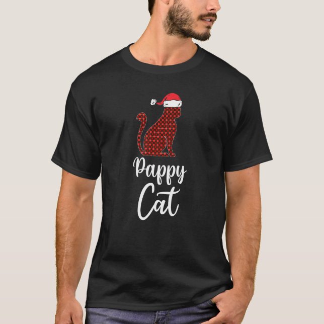 Camiseta Pappy Cat Buffalo Vermelho Xadrez Natal Família Pa (Frente)