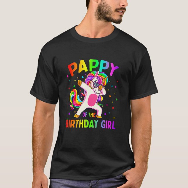 Camiseta Pappy of the Festa de aniversário Girl Dabbing Uni (Frente)