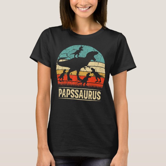 Camiseta Paps Dinossaur T Rex Papssaurus 4 Crianças Corresp (Frente)