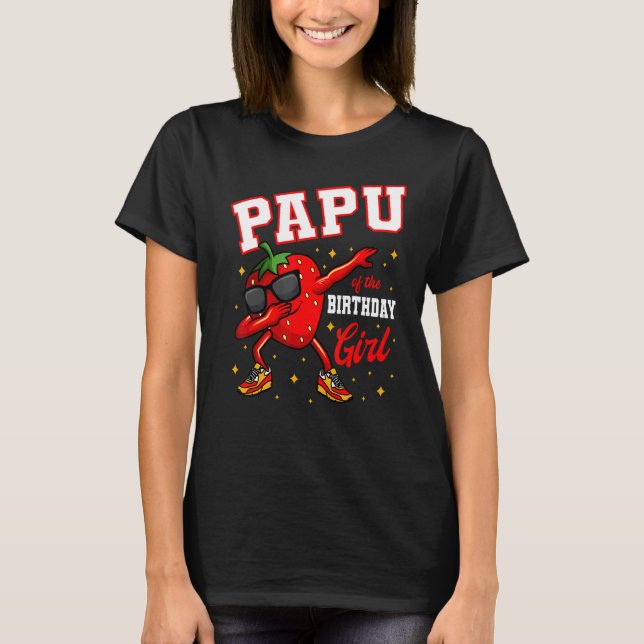 Camiseta Papu Da Rapariga De Aniversário A Dabbing Strawber (Frente)