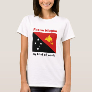Camiseta Papua-Nova Guiné Sinalizador + Mapa + Texto T-Shir