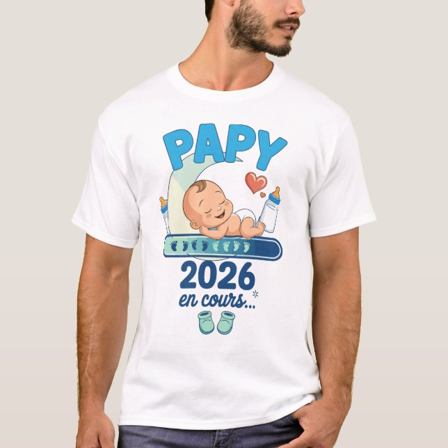 Camiseta Papy 2026 Idée Annonce Grossesse Futur Grand-Père  (Frente)