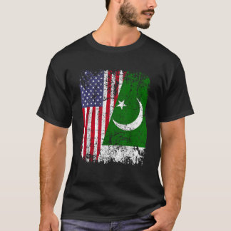 Camiseta PAQUISTANI ROOTS Half American Flag PAKISTAN T Shi