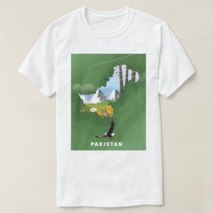 Camiseta Paquistão ilustrou viagem mapa.