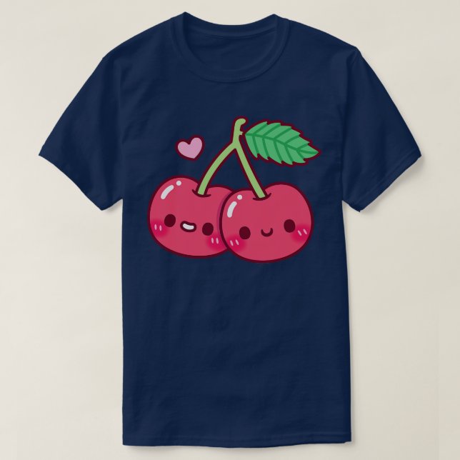 Camiseta Par Cortado De Cerejas Vermelhas (Frente do Design)