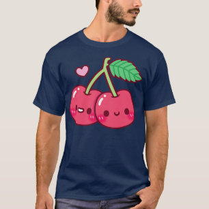 Camiseta Par Cortado De Cerejas Vermelhas