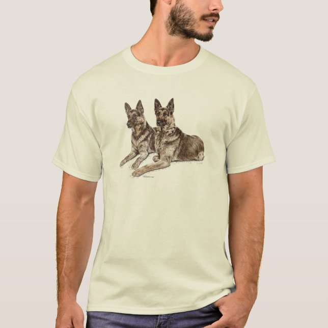 Camiseta Par de Cães German shepherd (Frente)