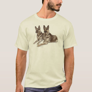 Camiseta Par de Cães German shepherd