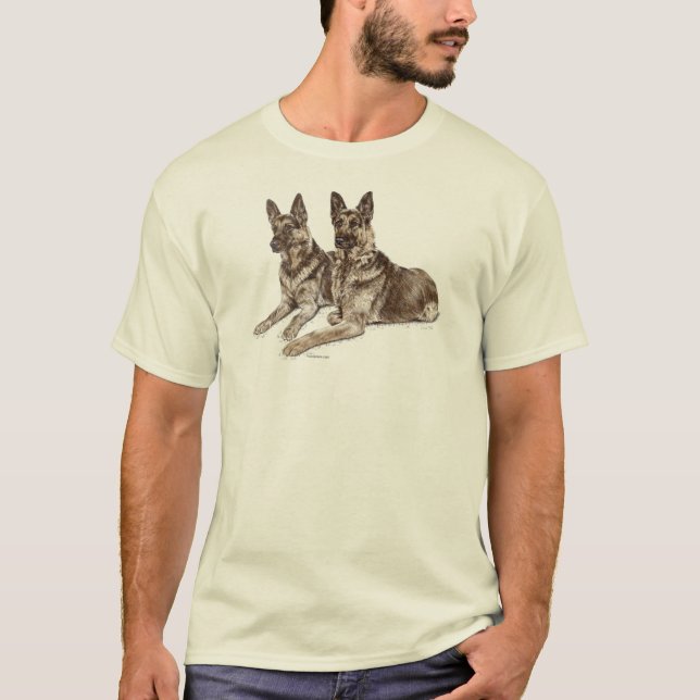 Camiseta Par de Cães German shepherd (Frente)