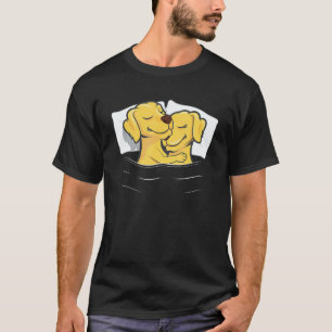 Camiseta Par de Golden Retriever Pijama Dia dos Namorados