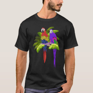 Camiseta Par de Macaw de Aves Tropicais de Vigia de Aves Ex